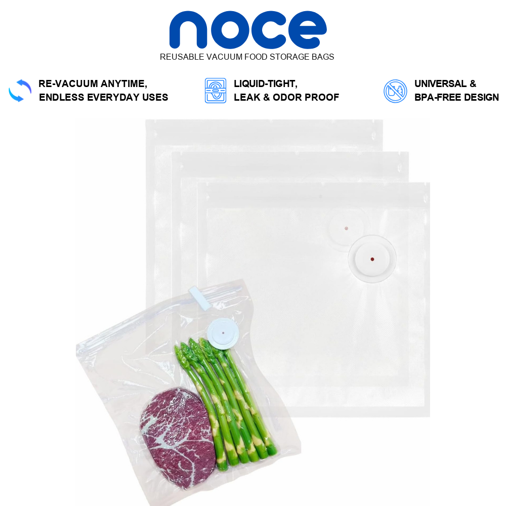 Reusable vacuum food storage bags, leak and odor proof, BPA free