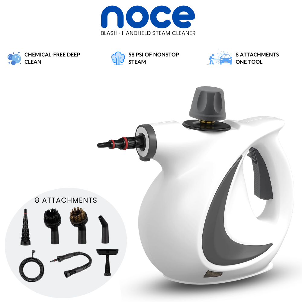 Noce Blash handheld steam cleaner with 58 PSI steam and 8 attachments