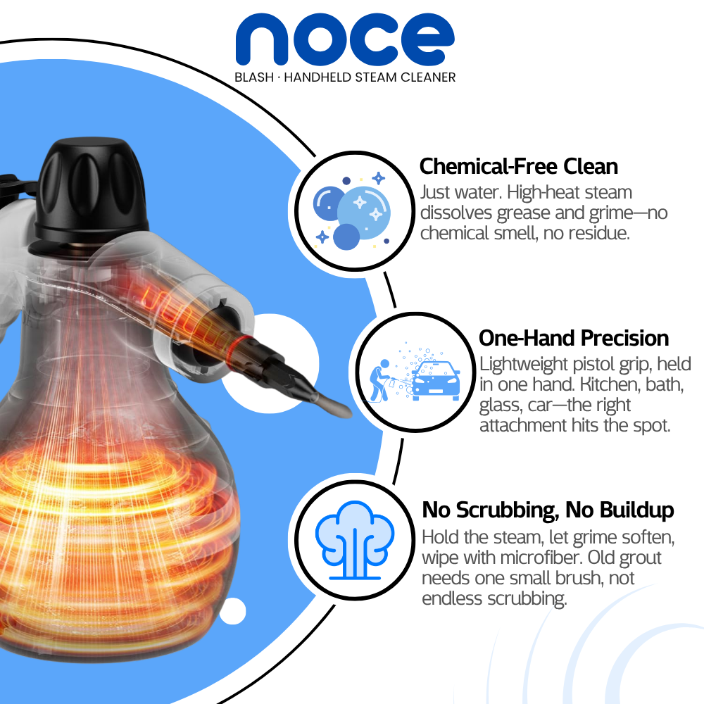 Noce Blash chemical-free clean, one-hand precision, no scrubbing