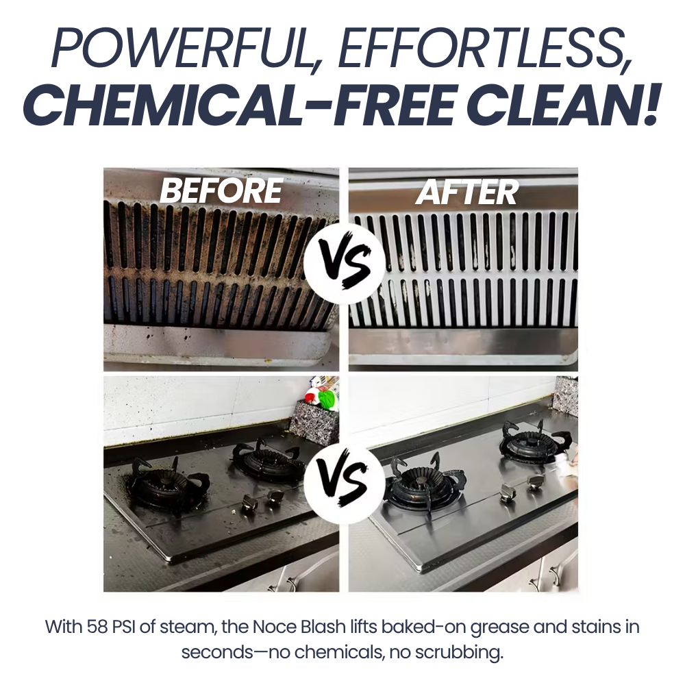 Noce Blash before and after: powerful, effortless, chemical-free clean