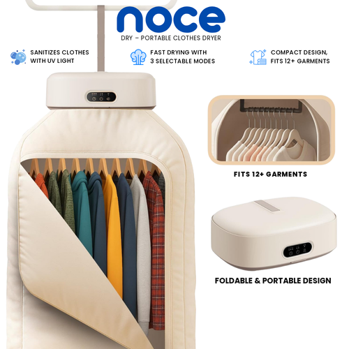 Noce Dry portable clothes dryer with UV sanitizing, fits 12+ garments
