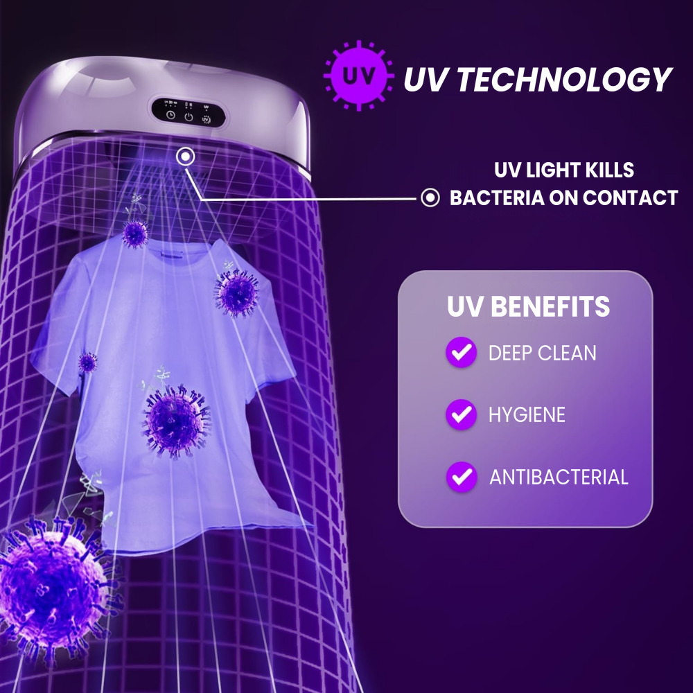 Noce Dry UV technology - UV light kills bacteria on contact for deep clean, hygienic, antibacterial drying