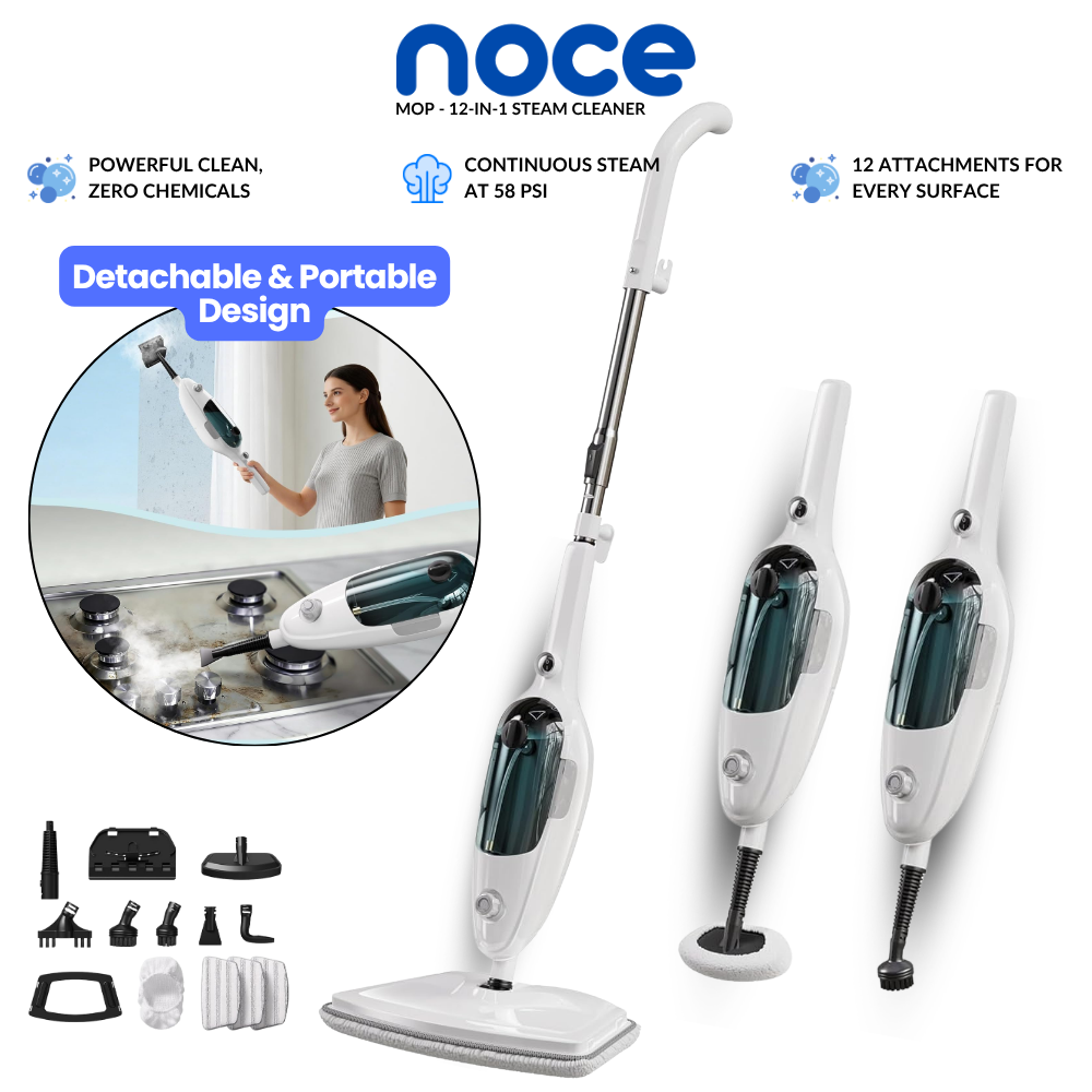 Noce Mop 12-in-1 steam cleaner with continuous 58 PSI steam