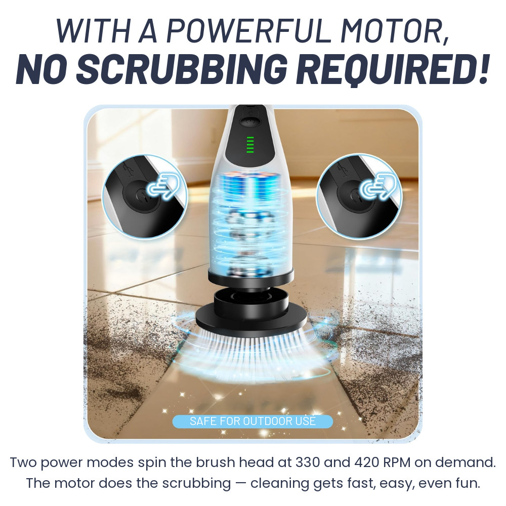 Noce Spin motor spins at 330 and 420 RPM, safe for outdoor use