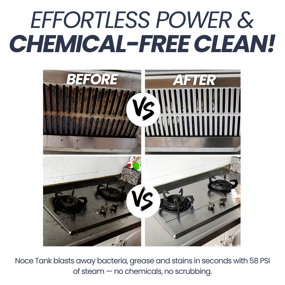 Noce Tank before and after: effortless power and chemical-free clean